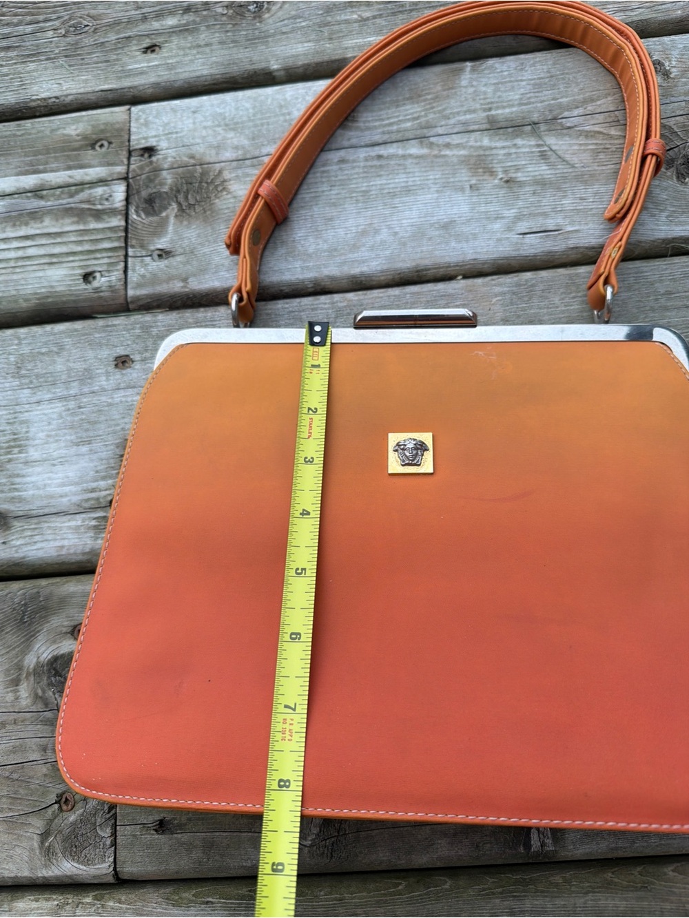 Vintage HUNGUN Orange Structured Frame Shoulder Bag Retro Y2K - Picture 5 of 10